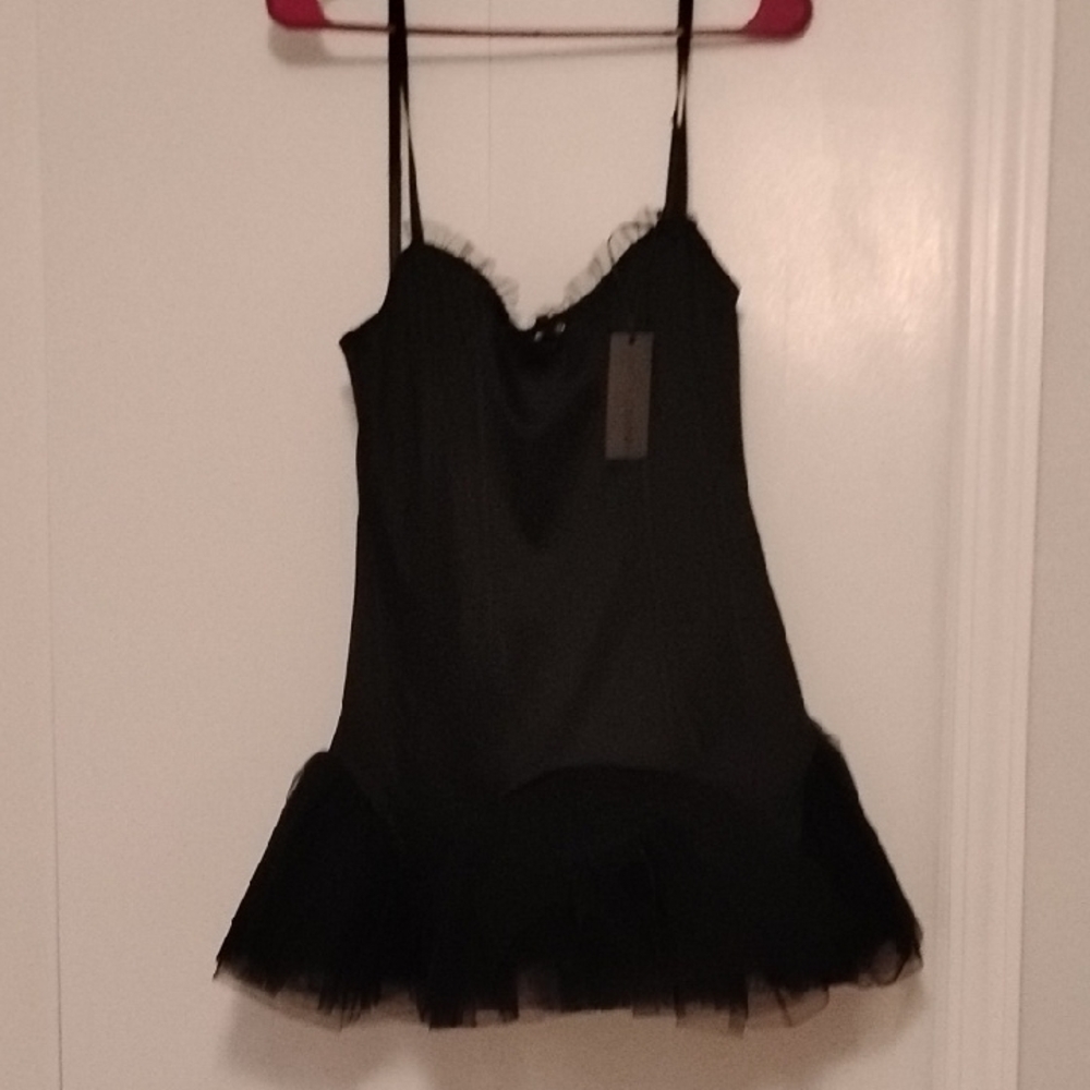 Black Ruffled Mini Dress - Picture 2 of 7